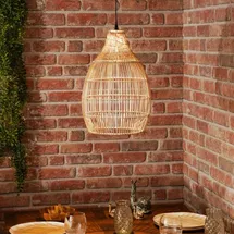 esotec Formschöne Solar Hängeleuchte Kairo aus Polyrattan IP44 wetterfest 102239 - Braun