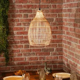 esotec Formschöne Solar Hängeleuchte Kairo aus Polyrattan IP44 wetterfest 102239 - Braun