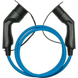 Kabelmeister E-Auto-Ladekabel Mode 3, Typ 2 Stecker an Buchse, 3-phasig, 16 A, 11 kW, blau, 2,5m