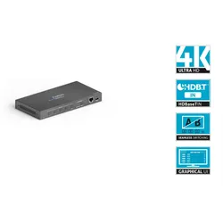 PureTools PT-SW-HDBT41 - 4x1 HDBaseT Switcher und Scaler mit HDBaseT / HDMI Ausg...
