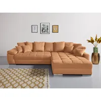 Ecksofa INOSIGN "Gwenni L-Form" Sofas Gr. B/H/T: 323cm x 94cm x 222cm, Luxus-Microfaser in Lederoptik, braun (cognac) auch in Haustierstoff Aqua Clean Supreme erhältlich, incl. 4 Kissen