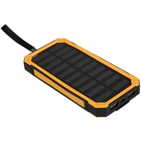 Solar Powerbank, 20000 MAh Solar Ladegerät USB 2 Ausgänge Kabellose Powerbank Schnellladung Handy-Ladegerät mit Taschenlampe für Camping Wandern Ausflüge Im Freien(Gelb)