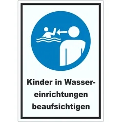 Kinder in Wassereinrichtungen beaufsichtigen Aufkleber A9 (37x52mm)