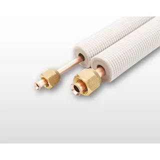 Kältemittelleitung 1/4" + 3/8" 0,5-30m Zoll - Kupferrohr isoliert, Set für Klimaanlagen Überwurfmutter (Mit Überwurfmutter, 0,5 Meter)
