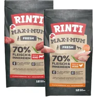 Rinti 2 x 12kg Huhn + Rind RINTI Max-i-mum Hundefutter trocken