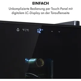 Klarstein Weinkühlschrank, Getränkekühlschrank Schmal, 1 Zone Kühlschrank mit Glastür, Getränkekühlschränke Freistehend, Weinkühlschrank K... - Schwarz