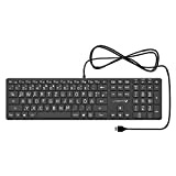 Lacerto® | Deutsche Tastatur (QWERTZ) mit großen Buchstaben, weißer LED-Beleuchtung & USB-Anschluss - Für Senioren, Kinder & Sehbehinderte - beleuchtet, kabelgebunden | GRANDA-D917