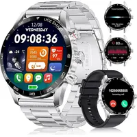 Smartwatch Herren AMOLED-Display, Smartwatch mit Telefonfunktion und Sprachassistenz, Herzfrequenz SpO2 124 Sportmodi Fitnessuhr Smart Watch - Silber