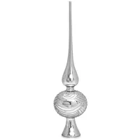 SIKORA SP6 Highlights aus Glas mit Glitzer Verzierung 2 Größen, Farbe:Silber, Größe:H ca. 29 cm (für Bäume von ca. 120 bis 170 cm)