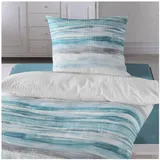 Traumschlaf Seersucker Wellen Blau 240 x 220 cm + 2 x 80 x 80 cm