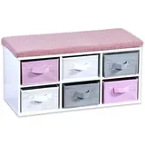 KESPER Sitzbank Kinder-Sitzbank Weiß/Grau/Rosa 68 x 29,5 x 33 cm