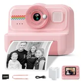 HiMont Kinderkamera Sofortbildkamera, 1080P Sofortbildkamera Kinder mit 32GB Karte & 3 Rollen Druckpapier, lustige Kinderspielzeug Geschenke für Jungen & Mädchen von 3-12 Jahren