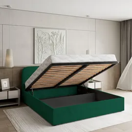 masseno Polsterbett, Grün, Holz, 140x200 cm, Schlafzimmer, Betten, Polsterbetten