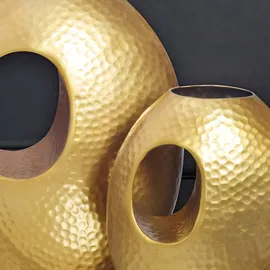 KADIMA DESIGN Deko Vase 2er Set Aluminium mit Tragegriff Blumenvase Modern in Gold | Gr.: onesize