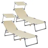 CASARIA Sonnenliege Hawaii 2er-Set Beige Alu 195x60x30cm