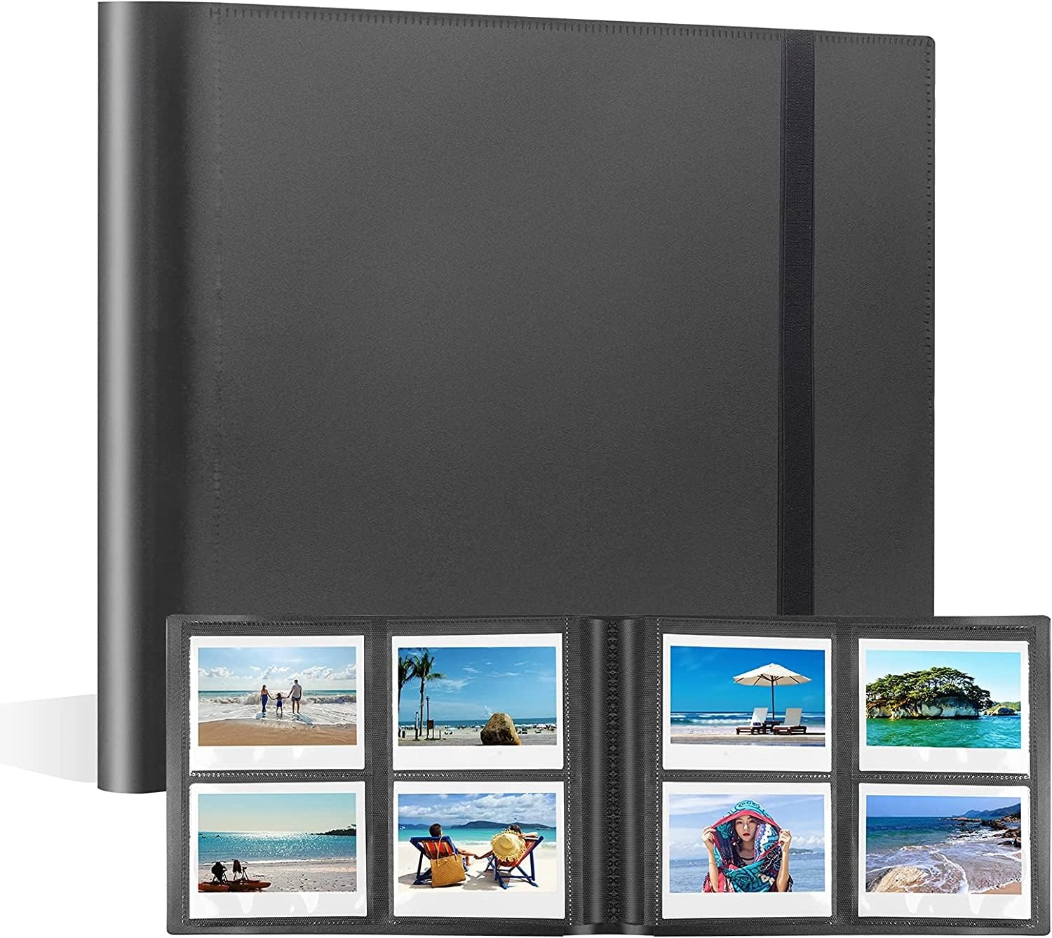 160 Taschen Fotoalbum für Fujifilm Instax Wide 300, für Polaroid OneStep/Polaroid POP/Polaroid Originals 600/Polaroid SX70 Kamera 3.5x4.5 Zoll Foto, i-Type Film Album(Schwarz)