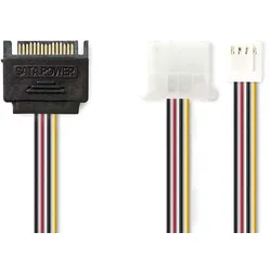 Nedis Interne Stromkabel | SATA 15-Pin Stecker | FDD Buchse / Molex Buchse | Vergoldet | 0.20 m | rund | PVC | Mehrfarbig | Plastikbeutel