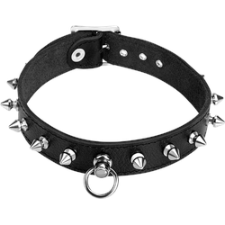 Leder-Halsband mit Killernieten, schwarz | silber