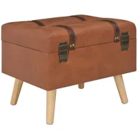 vidaXL Hocker mit Stauraum 40 cm Hellbraun Kunstleder