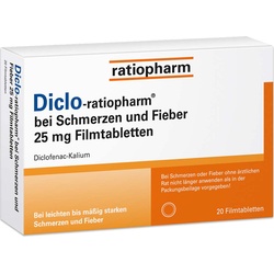 Diclo-Ratiopharm bei Schmerzen u.Fieber 25 mg FTA 20 St