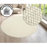 LeGer Home by Lena Gercke Teppich "Ainhoa, handgewebt, Wolle" Gr. 9, beige (creme), H:12mm Ø:120cm, Kunstfaser, Wolle, LEGER HOME BY LENA GERCKE, Teppiche, Teppich, Teppich, Wohnzimmer, Schlafzimmer, Esszimmer