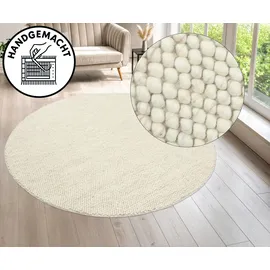 LeGer Home by Lena Gercke Teppich "Ainhoa, handgewebt, Wolle" Gr. 9, beige (creme), H:12mm Ø:120cm, Kunstfaser, Wolle, LEGER HOME BY LENA GERCKE, Teppiche, Teppich, Teppich, Wohnzimmer, Schlafzimmer, Esszimmer