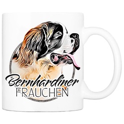 Cadouri Tasse BERNHARDINER FRAUCHEN – Kaffeetasse für Hundefreunde, Keramik weiß