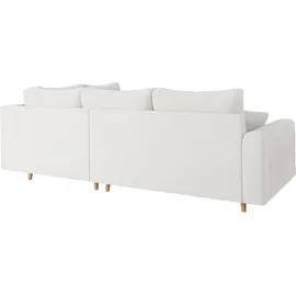 Home Affaire Ecksofa HOME AFFAIRE "CHARRE L-Form mit Ottomane, Maße B/T/H: 231/161/81 cm", weiß, B:231cm H:81cm T:161cm, 100% Polyester, Sofas, Ecksofa, feine Steppung, lose Rücken- und Zierkissen, auch in Cord und Bouclé