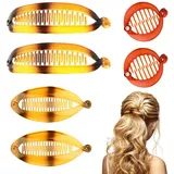 Tarqite 6 Stück Bananenspange Haare Damen, Banana Clip Set, Fischschwanz Harz Clips, Banana Hair Clip Groß, Vintage Elegante Bananenhaarspangen für Mädchen Frauen