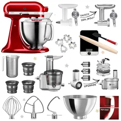 KitchenAid Küchenmaschine Artisan 5KSM185 Mega-Winter-Set Liebesapfelrot