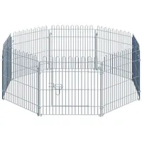 PawHut Welpenauslauf 8-teilig Silber 63 x 60 cm