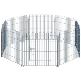 PawHut Welpenauslauf 8-teilig Silber 63 x 60 cm