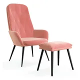 vidaXL Relaxsessel mit Hocker Rosa Samt