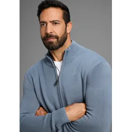 MAN'S WORLD Strickjacke "neue Farben", Herren, Gr. 3XL (64/66), blau (blaugrau), Grobstrick, Obermaterial: 50% Baumwolle, 50% Polyacryl, unifarben, Basic, regular fit, ohne Ausschnitt, Rippstrickbündchen, Strickjacken Strickjacke, aus Baumwollmischung