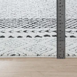 livabliss Monaco Wohnzimmer Boho, großer Schlafzimmer 160x213 cm ,Esszimmer mit geometrischem Muster, Skandinavischer Wohnzimmer modern in Grau, Schwarz, Creme