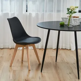 Svita MATS 2er Set Esszimmerstühle Küchenstühle Holz Lehne Kunstleder Schwarz