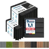 WPC Klickfliesen Terrassenfliesen Royal Anthrazit 30x30 cm 22 Stück (2 m2) - Grau/Hellbraun/Dunkelbraun
