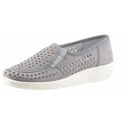 Slipper CLASSIC, Damen, Gr. 43, grau, Glattleder, Nubukleder, Leder, sportlich, Schuhe