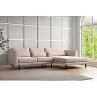 Fun Möbel Ecksofa Designersofa AGADA in Stoff Verita Beige
