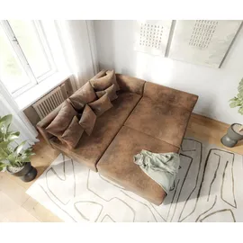 DeLife Ecksofa Clovis Braun Antik Optik Hocker Ottomane Links Modulsofa, Design Ecksofas, Couch Loft, Modulsofa, modular