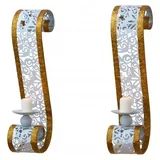 moebel-direkt-online Wandkerzenhalter 2er-Set Metall Weiß/Goldfarben