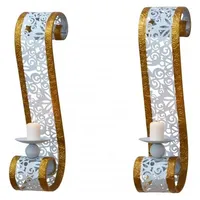 moebel-direkt-online Wandkerzenhalter 2er-Set Metall Weiß/Goldfarben