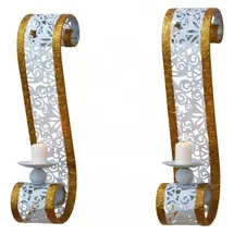 moebel-direkt-online Wandkerzenhalter 2er-Set Metall Weiß/Goldfarben