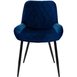 ML-Design 2er Set Esszimmerstühle Wohnzimmerstühle Küchenstuhl Dunkelblau Samt