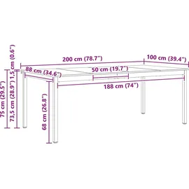 vidaXL Natur 200 x 75 x 100 cm braun