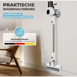 Klamer Akkustaubsauger 420 Watt Kabelloser, 1 Akku, Flexibler Handstaubsauger mit verschiedenen Aufsätzen mit LED Licht