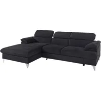 Ecksofa COTTA "Caluso L-Form", grau (lava), B:254cm H:74cm T:167cm, NaturLEDER (echtes Rindsleder) in Sitz und Rücken. Korpus in passendem Kunstleder SOFTLUX bezogen;Microfaser PRIMABELLE (100% Polyester);Kunstleder SOFTLUX, Sofas, Ecksofa, mit Kopfteilverstellung, wahlweise mit Bettfunktion & Bettkasten