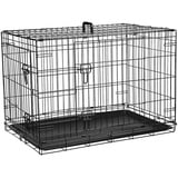 Ribelli Hundetransportbox – pulverbeschichtet und zusammenklappbar – Hundekäfig aus Metall in 2 Größen – Tierkäfig mit 2 Türen und Tragegriffen – belastbar bis 43 kg (XL 91x64x58 cm)