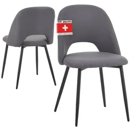 Albatros Esszimmerstuhl SILVI Stoff 2er Set Grau
