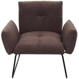 Mendler Lounge-Sessel HWC-K34 Bouclé 87 x 79 x 87 cm Braun mit Rollen